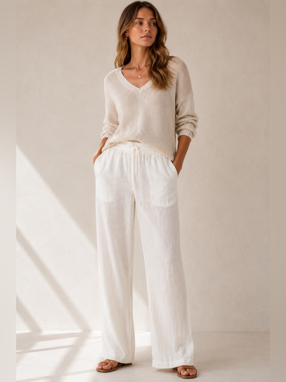 NWT Noracora Linen Blend Pants Coastal Summer Size S